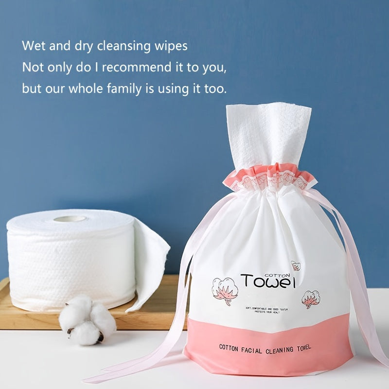 100% cotton disposable facial towels for home, salon, and travel. Unscented, soft, and skin-friendly. Chemical-free and suitable for all skin types. Unisex adult face cleaning towel roll.