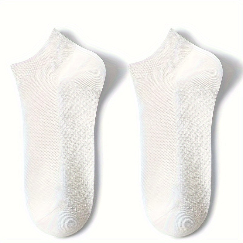 5 breathable mesh ankle socks for men, odor-resistant and sweat-wicking. Suitable for casual and business wear, in plus size.