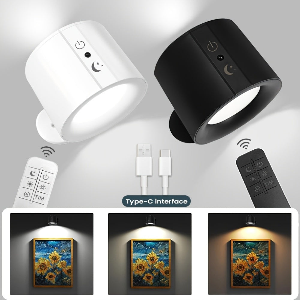 2-Pack LED Wall Sconces with dimmable touch control, magnetic ball for 360° rotation. USB charging, 3-color switch, 3-speed adjustable, can be wall-mounted or used on tabletop. Ideal for