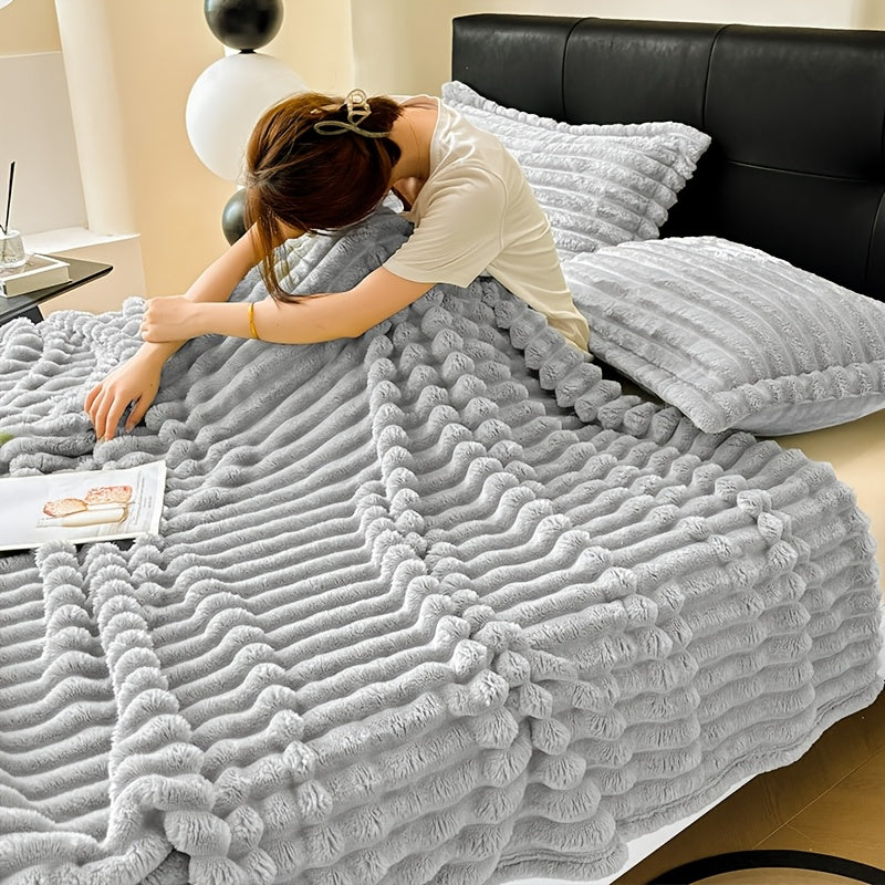 Soft and cozy skin-friendly ribbed blanket for your sofa or bed. This versatile blanket can also be used for your pet. Pillow core not included.