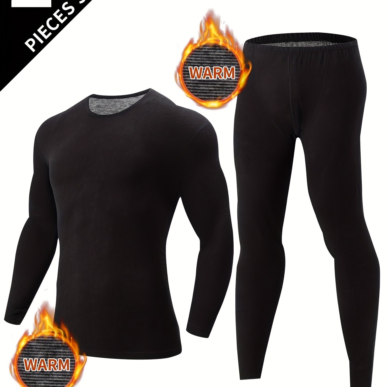 Men's Thermal Underwear Set for Autumn/Winter - Slim Fit Long Sleeve Top and Bottom - Soft, Comfortable, Warm