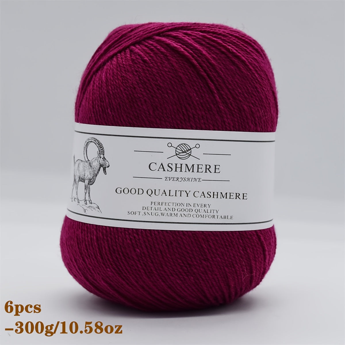 6-Pack Luxurious Cashmere Yarn for Knitting and Crocheting - Soft, Warm, Durable 80% Cashmere 20% Acrylic Blend - Perfect for Sweaters, Pants, Gloves, Hats, and DIY Crafts - 1.76oz Each