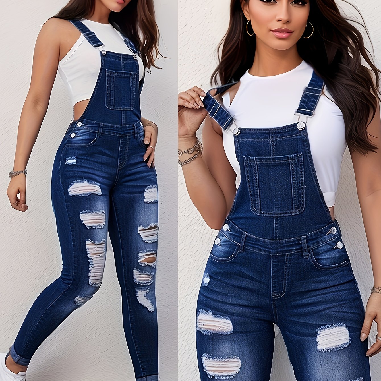 Stylish sleeveless denim overalls and jumpsuits for everyday wear, perfect for women's clothing.