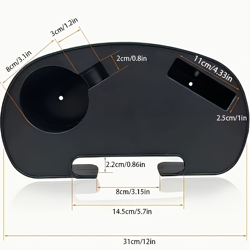 Rugged Black Zero Gravity Chair Cup Holder featuring Phone Slot, Clip-On Tray, Corrosion & Abrasion Resistance, Weather-Proof Design, No Electricity Required. Made from Durable Plastic, Ideal for Beach and Leisure Chairs. Ideal for Home Organization.