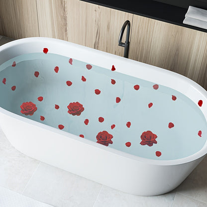 6pcs Rose Petal Pattern Bathtub Appliques for Valentine's Day Home Decor.