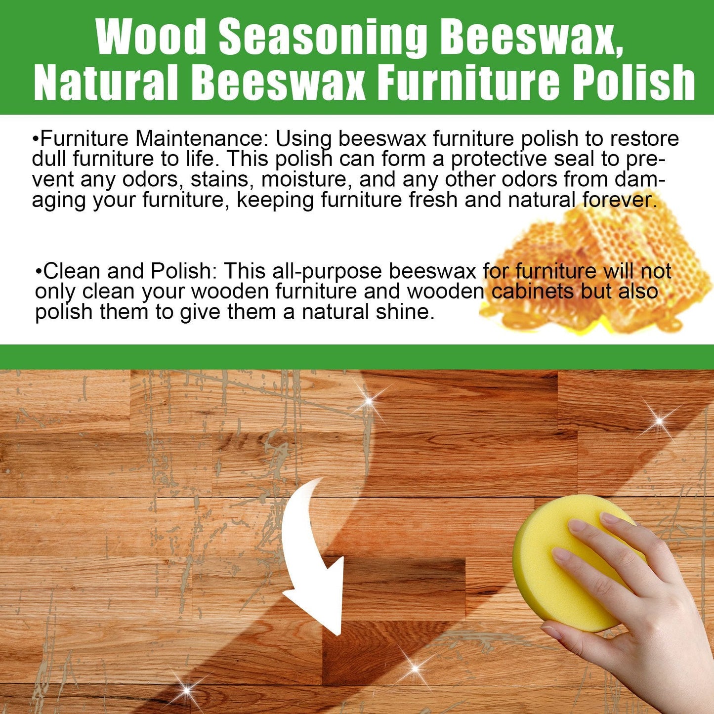 Repair and restore your wood surfaces with the 1pc Beeswax Wood Scratch Repair Kit. This 100g kit is designed to brighten floors and furniture with its natural beeswax formula. The honeycomb design container makes it easy to apply for home care, color