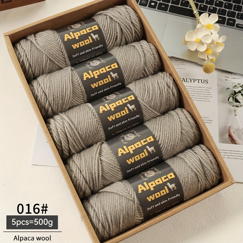 500G Alpaca Wool Yarn, 245 Thick Knitting Needles, Multi-Colored Kit for Autumn and Winter Fashion DIY Projects. Includes Yarn for Sweaters, Cardigans, Scarves, Hats, Gloves, Pants, and