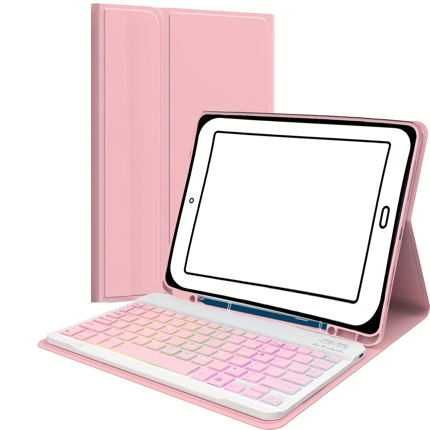 Keyboard case with pencil holder, detachable wireless keyboard, and 7 color backlighting, compatible with iPad 11, 10.9, 10.5, 25.91 cm, iPad 9th/8th/7th gen, iPad 10th gen 27.69 cm, iPad