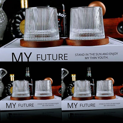 Sets of 6 stylish rolling whisky glasses with holders, perfect for various drinks and as unique gifts for men. Ideal home decor.