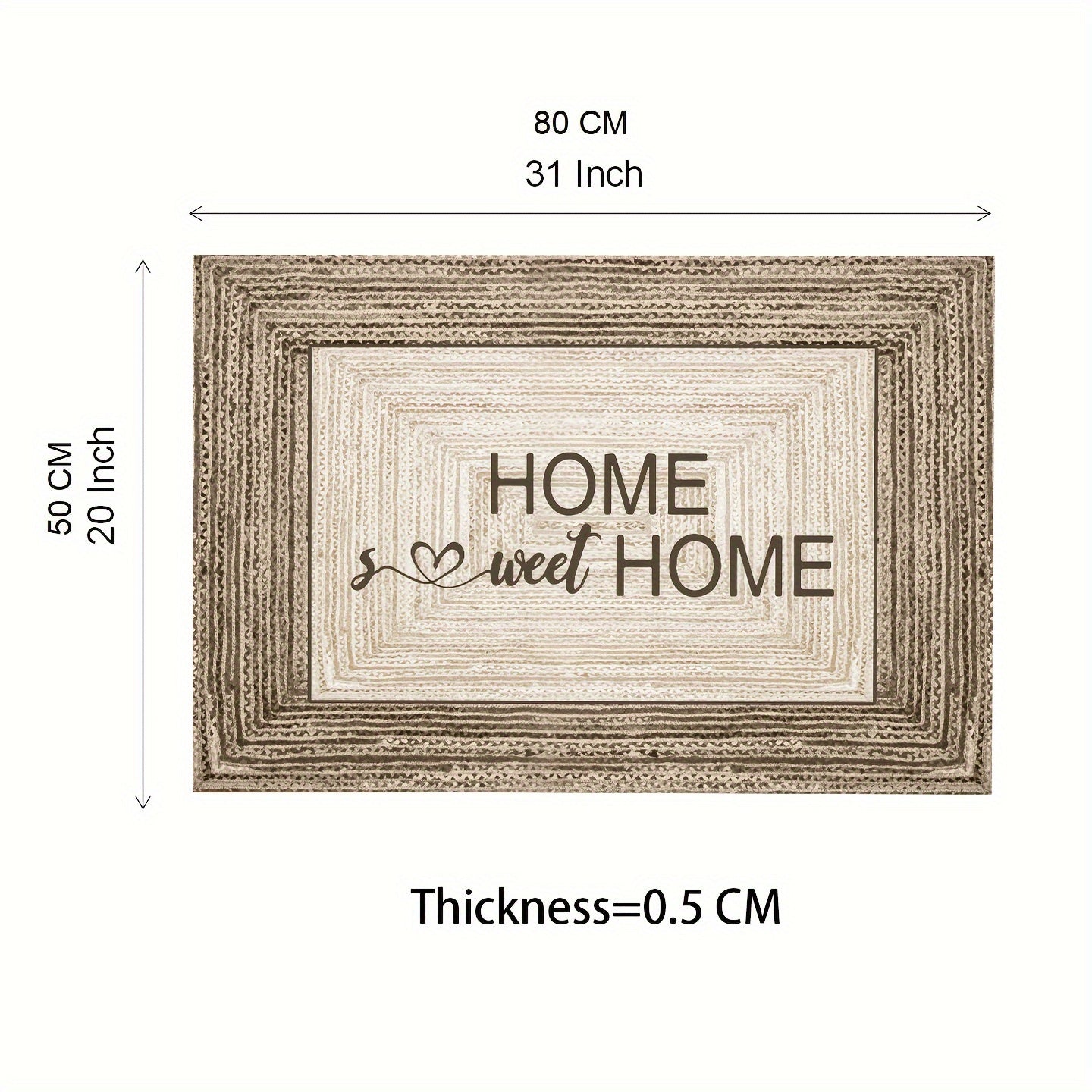 Machine washable striped rectangle doormat with non-slip backing, perfect for Christmas. Made of knit weave polyester, this home sweet home welcome mat is ideal for indoor use in the living room and bedroom. Add a touch of decoration to your apartment or