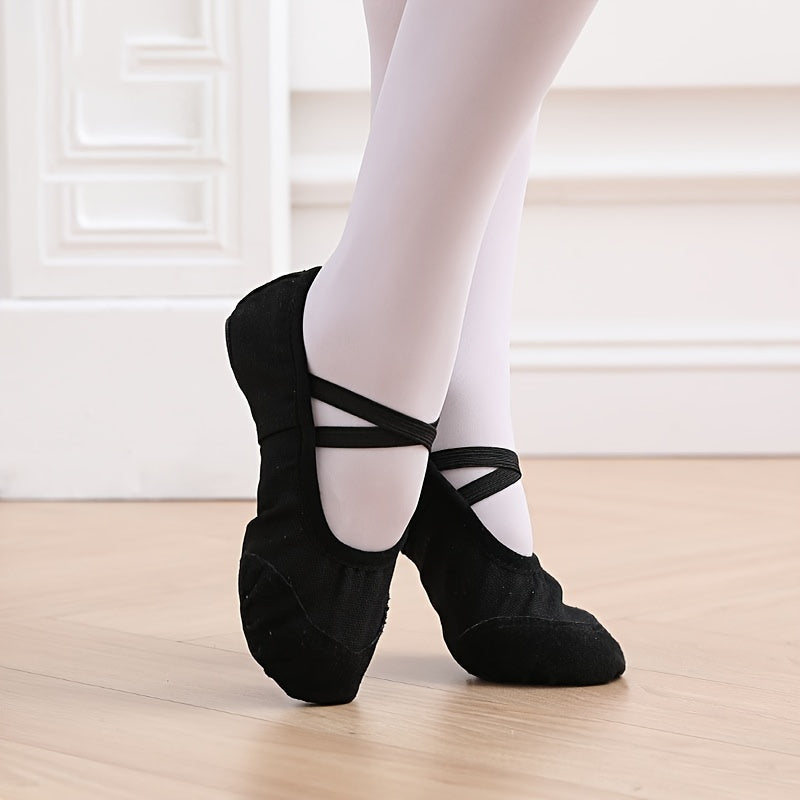 Soft sole ballet dance shoes for youngsters, perfect for yoga and training, with slip-on, non-tie design and leather sole for boys and girls.