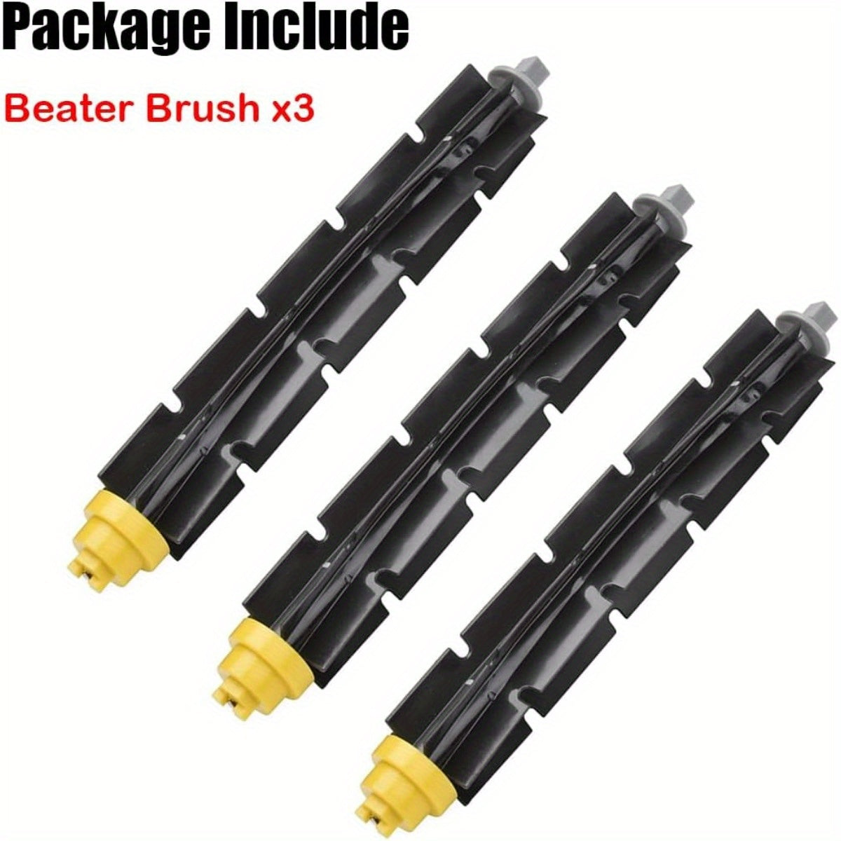 Three Flexible Beater Brushes in a Pack for iRobot 600 & 700 Series, Dusting Attachment Compatible with Robot Vacuum Cleaner, Vacuum Accessories Made with Plastic Material - Fits models 614, 620, 630, 650, 660, 675, 680, 690, 692, 694, 760, 770, 780, 790