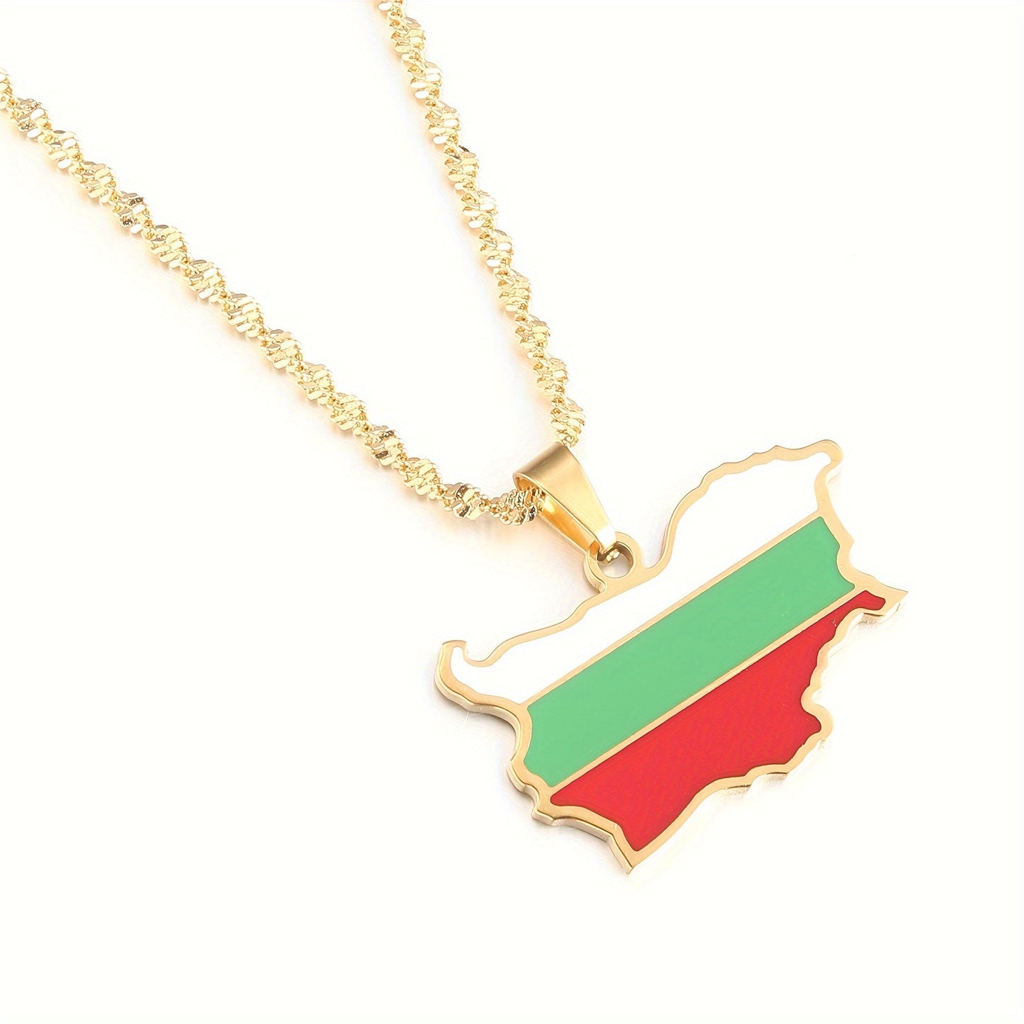 Unisex Bulgaria Flag Stainless Steel Pendant Necklace, featuring Ethnic Simple Style, suitable for Women and Men. Versatile Fashion Jewelry perfect for Daily or Party Wear, all-year round Accessory.