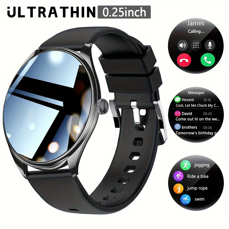 Sleek smart watch gift with 1.43" touch screen, SMS/call functions, Android/iPhone compatible, fitness tracker with 100+ sports modes.