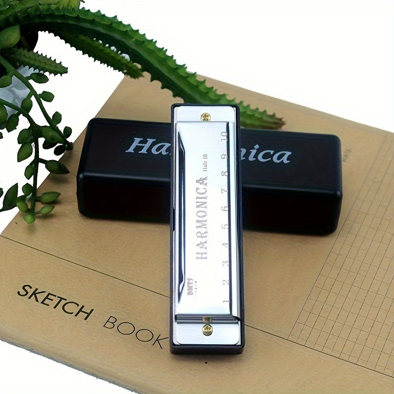 Beginner harmonica with copper core resin and 10 holes, perfect gift for teaching and playing.