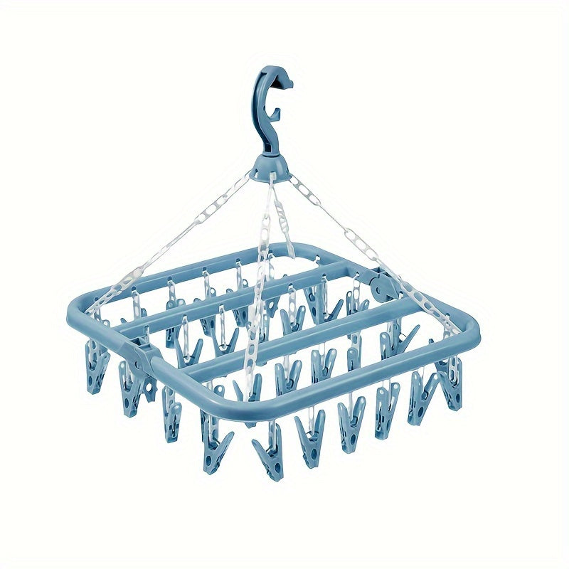 The Yunce 32 Clips Folding Drying Rack is perfect for organizing baby and toddler accessories. It can be hung in the wardrobe to keep things tidy and prevent them from getting blown away. This rack is also great for drying saliva towels. It makes a