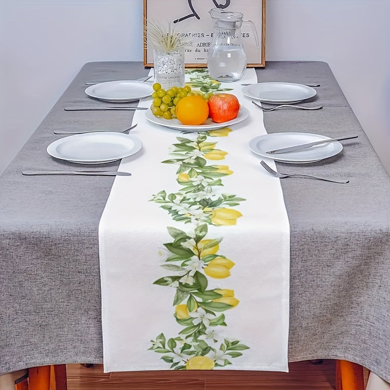 Fresh Lemon Pattern Table Runner for Home and Party Decor, perfect for Spring.