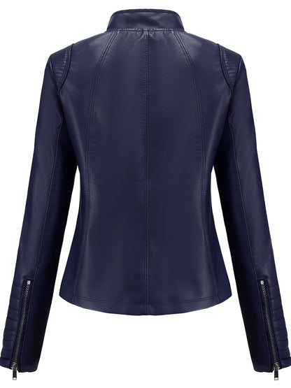 Women's N788 Stock Solid Color Zipper Jacket with Side Pockets, Autumn and Winter Retro Elegant Imitation Long Sleeve.