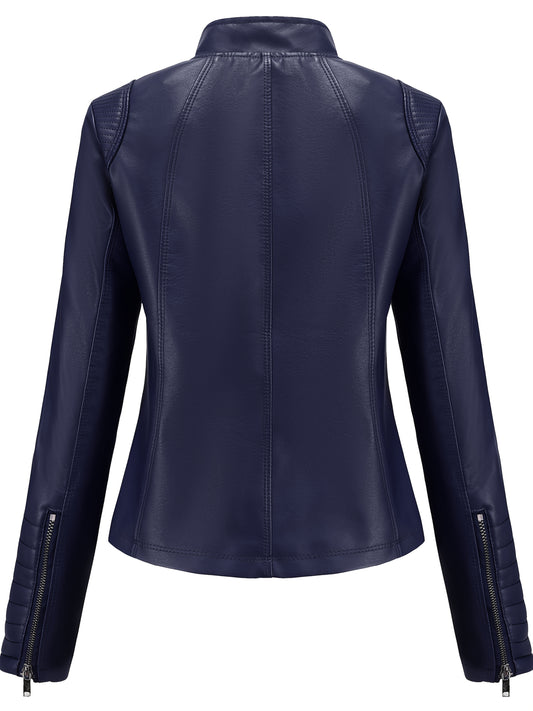 Women's N788 Stock Solid Color Zipper Jacket with Side Pockets, Autumn and Winter Retro Elegant Imitation Long Sleeve.