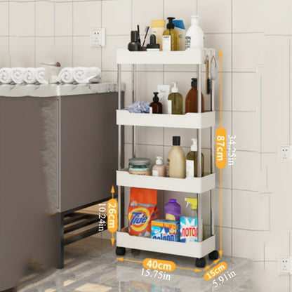 Rolling Storage Cart with Wheels, Perfect for Kitchen and Bathroom Organization - Space-Saving Multi-Tier Organizer, Easy Access Storage Rack, No Assembly Needed, Slim Design for Tight Spaces.