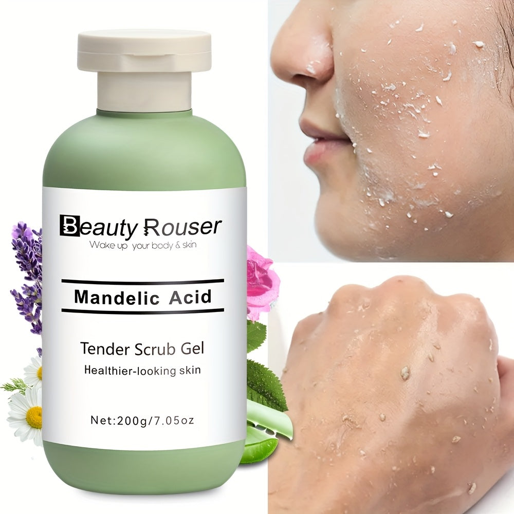 Mandelic Acid Cleansing Gel with Aloe and Rose Extract - Gentle, Moisturizing Face and Body Scrub, Deep Pore Cleansing, Unclogs Skin, Alcohol-Free, Suitable for All Skin Types.