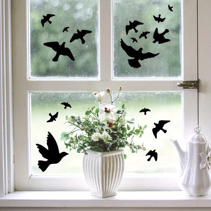 Black Bird Wall Decal - PVC Window Cling for Home & Office Decor, Modern Animal Print Design - Stylish and Chic