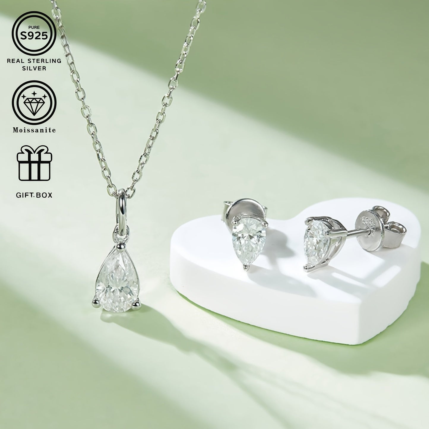 Luxurious PROLIANCE Moissanite Jewelry Set for Women - 1/2CT Necklace & Earrings, Made with S925 Sterling Silver, Ideal for Weddings & Special Events, Comes with Gift Box & Certificate of Authenticity