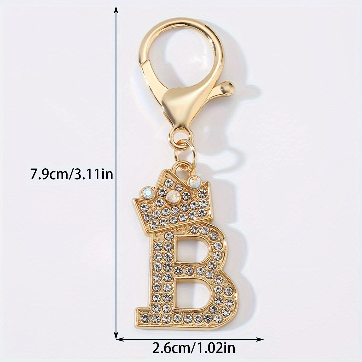 1pc Fashion Zinc Alloy Artificial Diamond Crown 26 English Letters Key Chain for Men, Bag Pendant for Friends.