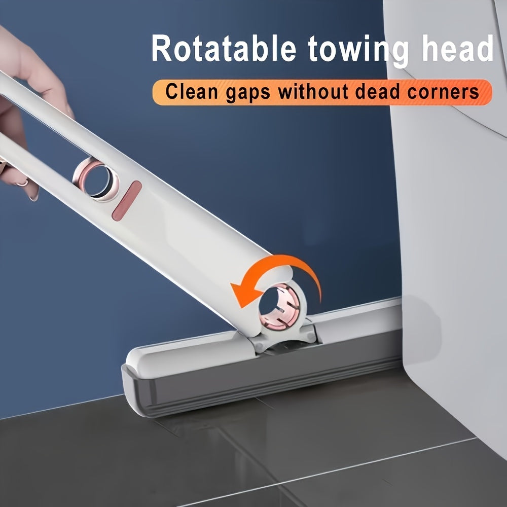 Mini Handheld Sponge Mop makes wringing easy and absorbs water effectively in various areas such as the bathroom, kitchen, living room, bedroom, and toilet. Made of plastic material with a rotatable towing head for convenience.