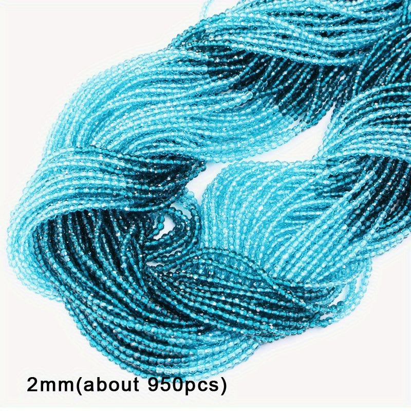 Approximately 950 pieces of 2mm Bohemian-style gradient-colored beads, faceted glass beads for creating jewelry bracelets and DIY accessories.