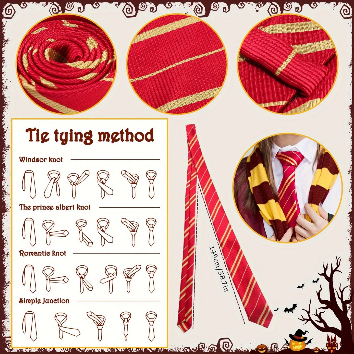 Vintage Wizard Costume Accessory Set includes 17 pieces: Polyester Magic Wand, Lightning Bolt Scar Tattoos, Striped Knit Scarf, Black Witch Hat, Glasses Frame, Striped Tie. Perfect for Christmas, Birthday, Cosplay Parties, and Halloween.