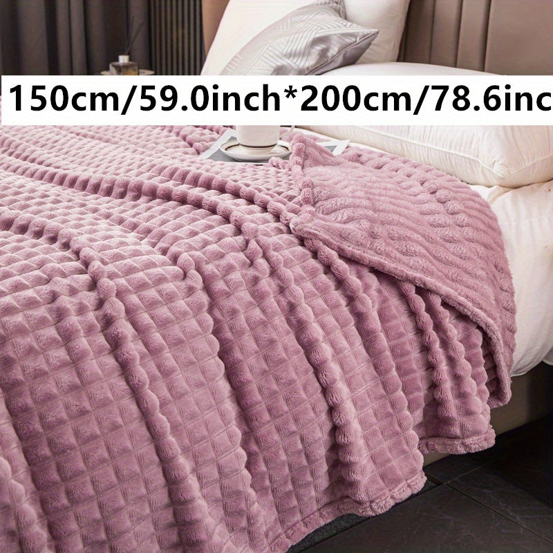 An imitation rabbit fur bed blanket featuring a corn grain pattern.