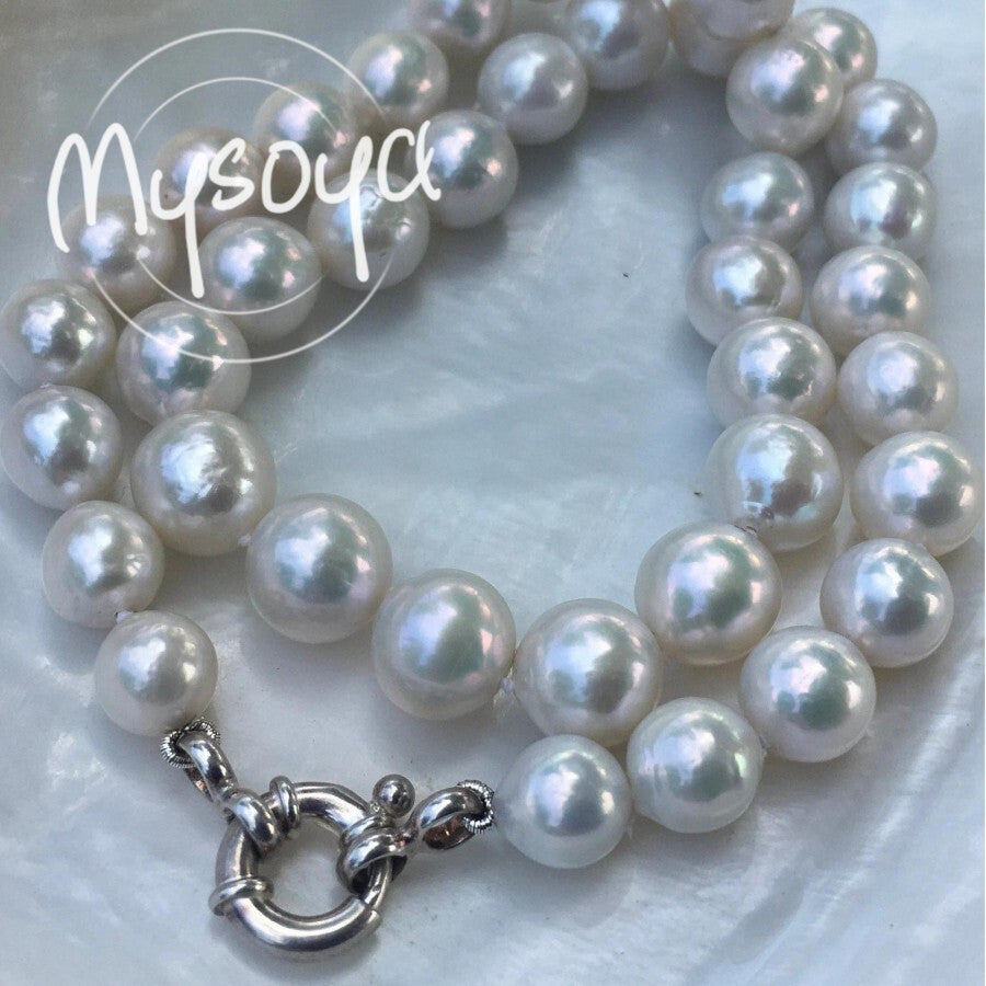 Luxurious Handmade Freshwater Pearl Necklace - 9-11mm, Comes in a Beautiful Gift Box - Ideal for Birthdays, Anniversaries, Weddings, and Special Occasions, Suitable for Daily Wear or Parties, Great for Thanksgiving, Christmas, and Valentine's Day.