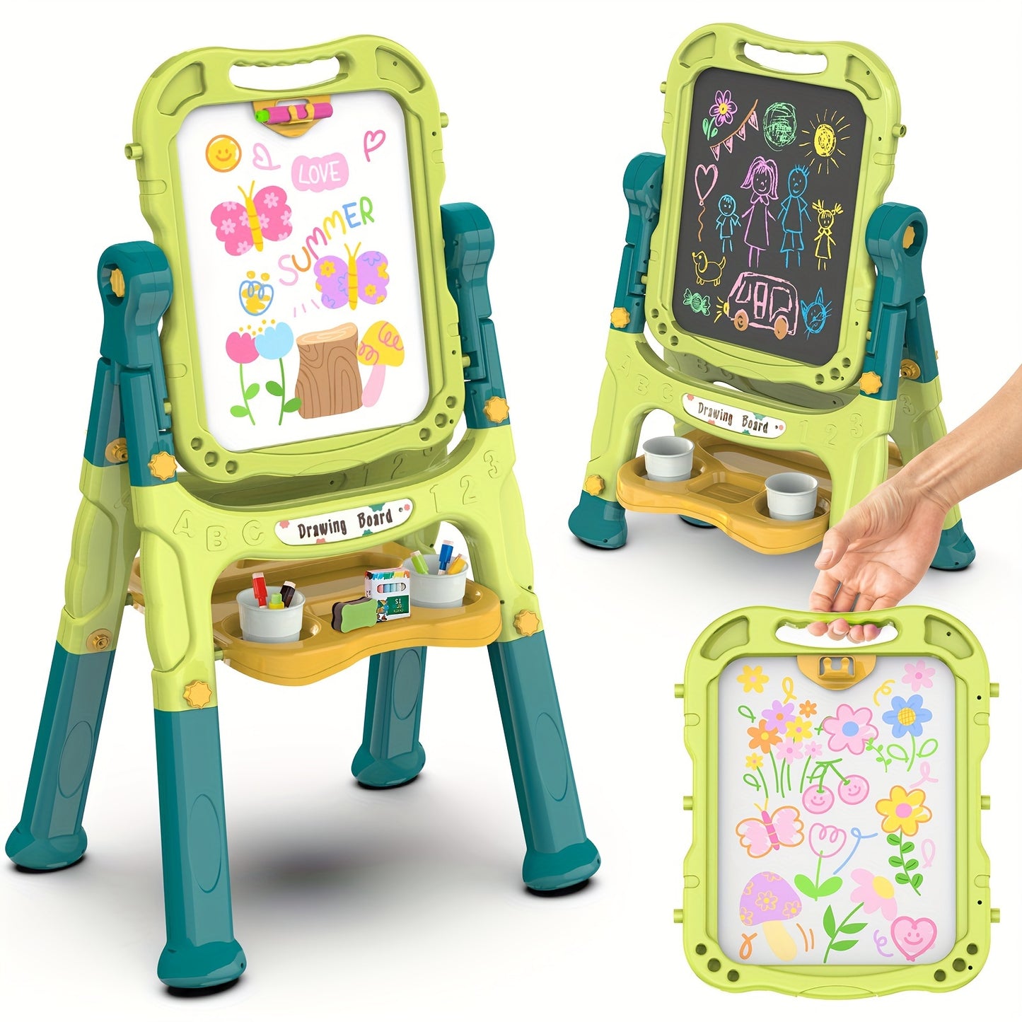 1pc BATTOP Adjustable Kids Art Easel with Magnetic Drawing Board, Accessories, and Durable PP Material, Ideal for Boys And Girls.