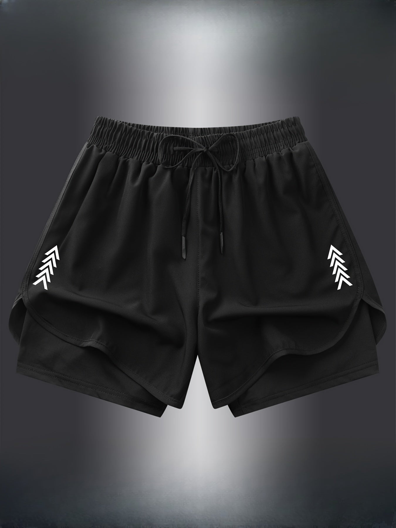 Men's Summer Quick-drying Running Shorts with Jacquard design, Breathable and Fake Two-piece for Outdoor Fitness.