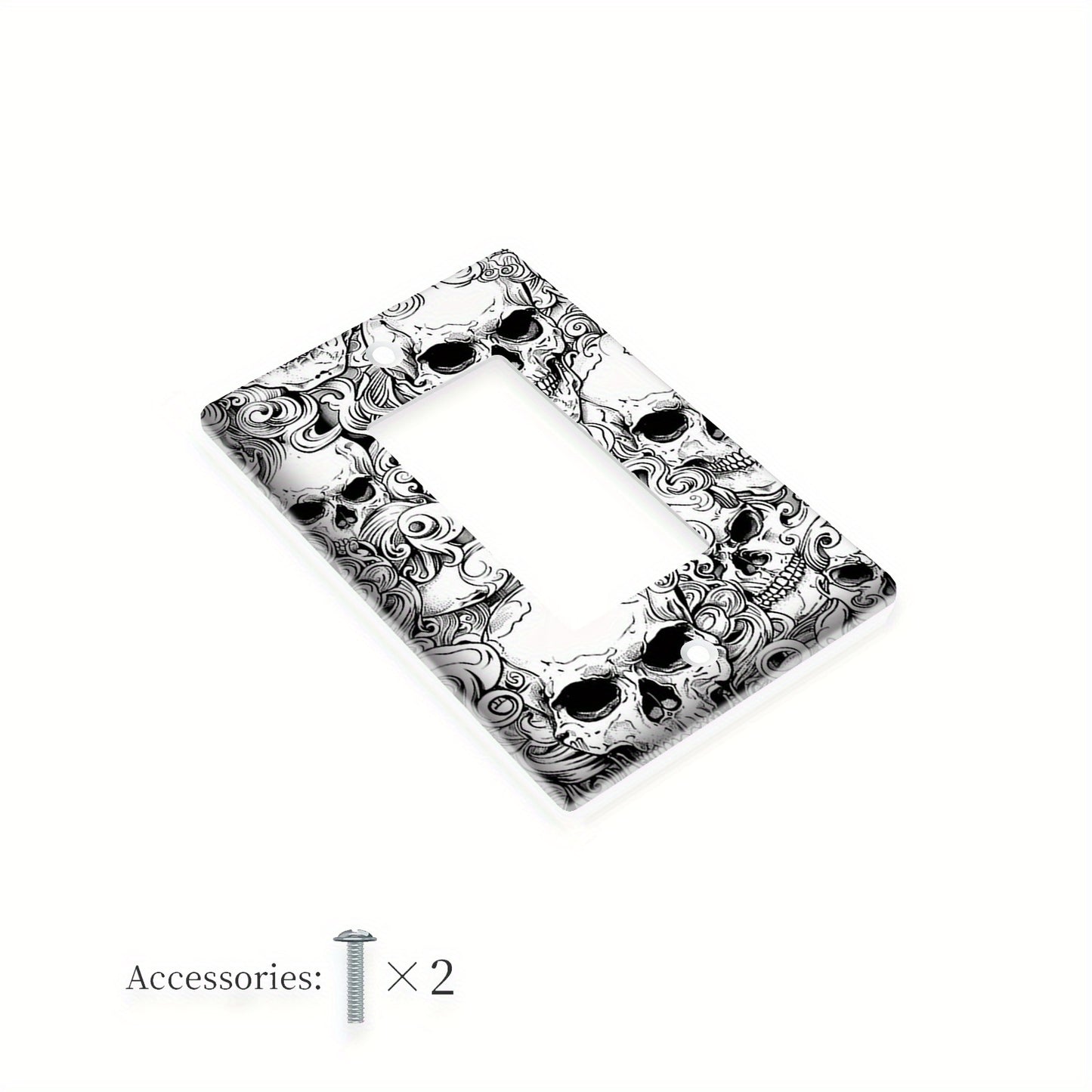 Durable skull design wall plate cover for home or office, easy to clean, no battery needed.