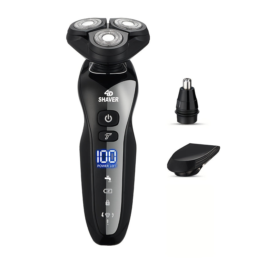 Men's 3-in-1 electric shaver set with rotary shaver, wet & dry shaving, USB charging, lithium battery, great Father's Day gift.