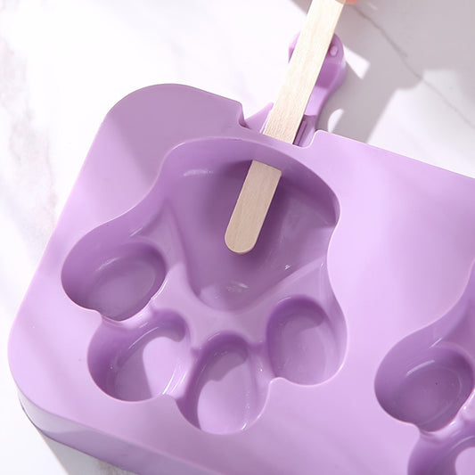 Silicone Cat Paw Ice Cream Mold - 1 piece, 2-cavity Popsicle Mold with Lid for Homemade Ice Cream and Kitchen Supplies