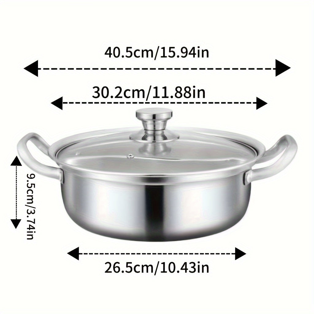 Stainless Steel Chinese Hot Pot Set - Includes Mandarin Duck Pot, Double-Flavor Pot, and Household Magnetic Stove Compatible with Gas Stoves. Perfect Kitchen Cookware Set.