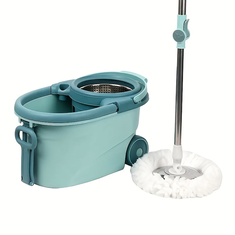 Floor cleaning made easy with the 1pc 360° Rotating Mop and Bucket System. This kit features a Dual-Drive Stainless Steel design for hands-free washing and can be used for both wet and dry cleaning. Perfect for use in the home, office, car, or outdoor