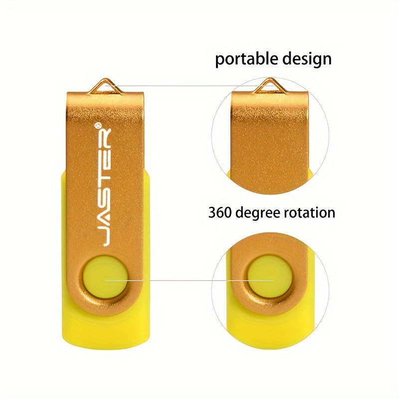 JASTER 128GB High-Speed USB 2.0 Flash Drive with Rotatable Metal Memory Stick, Keychain, and Bright Colors - Perfect for Business Gifting