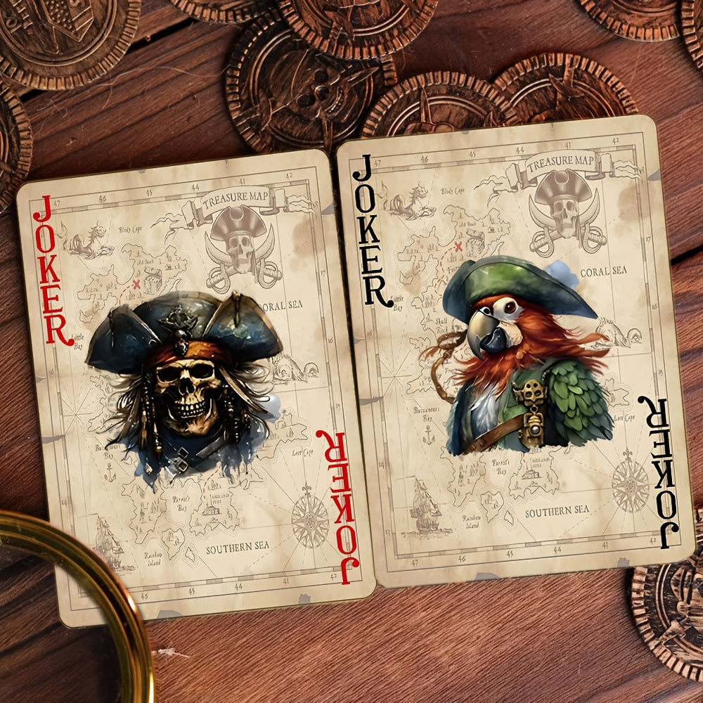 STRUBLFE Vintage Pirate-Themed Poker Cards with anti-slip embossing, geometric design, and golden accents. Perfect for family gatherings and party games. Luxury card texture for a stylish