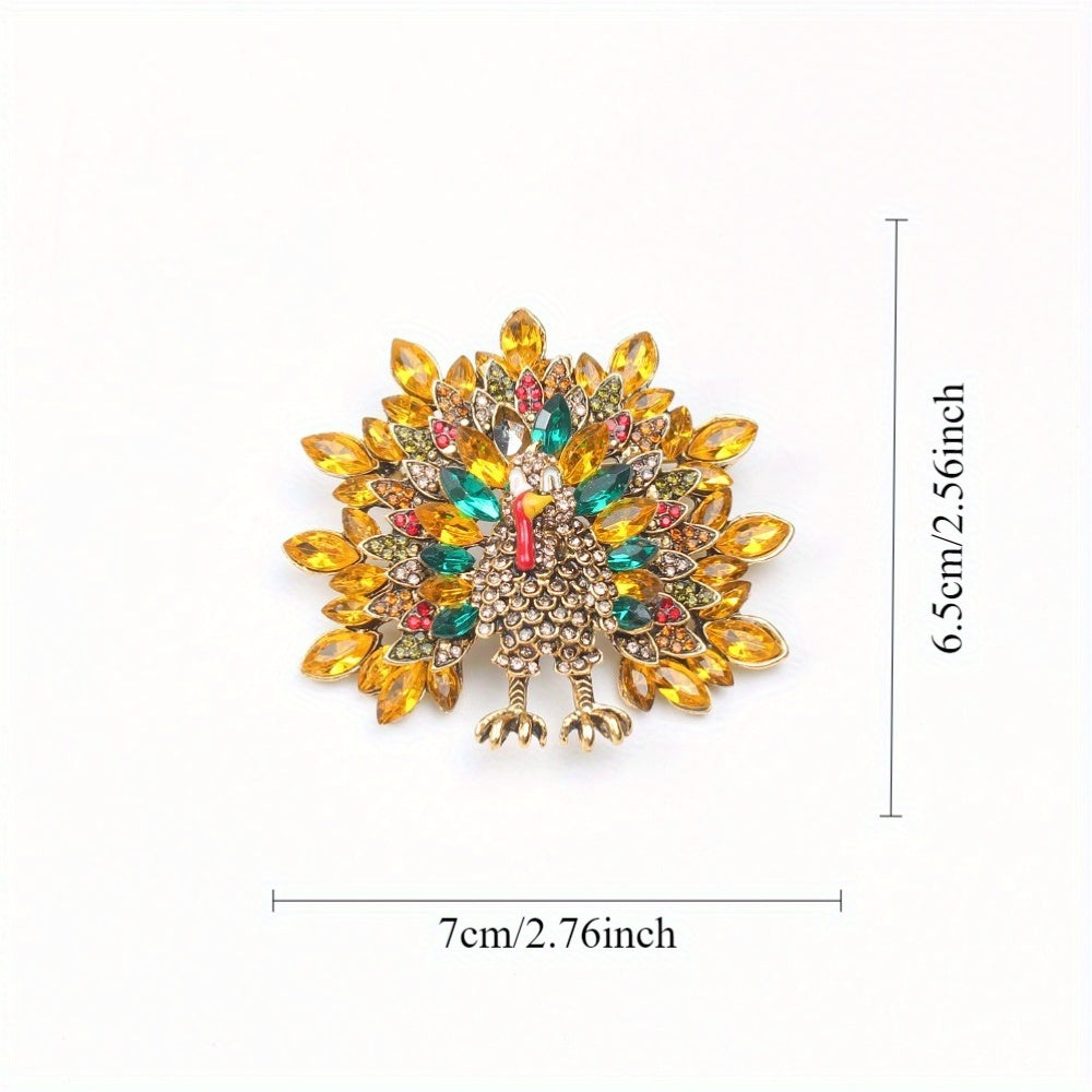 Elevate your style with this stunning Elegant Luxury Peacock Brooch Pin, featuring an irregular shaped rhinestone design. This high-quality accessory is perfect for both men and women and is sure to add a touch of elegance to any outfit.