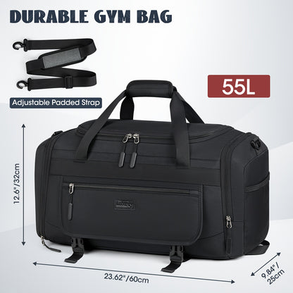 1pc Fashionable Gym Bag for Men, 40L/55L with Shoe Compartment and Wet Pocket, Lightweight Waterproof Travel Handbag.