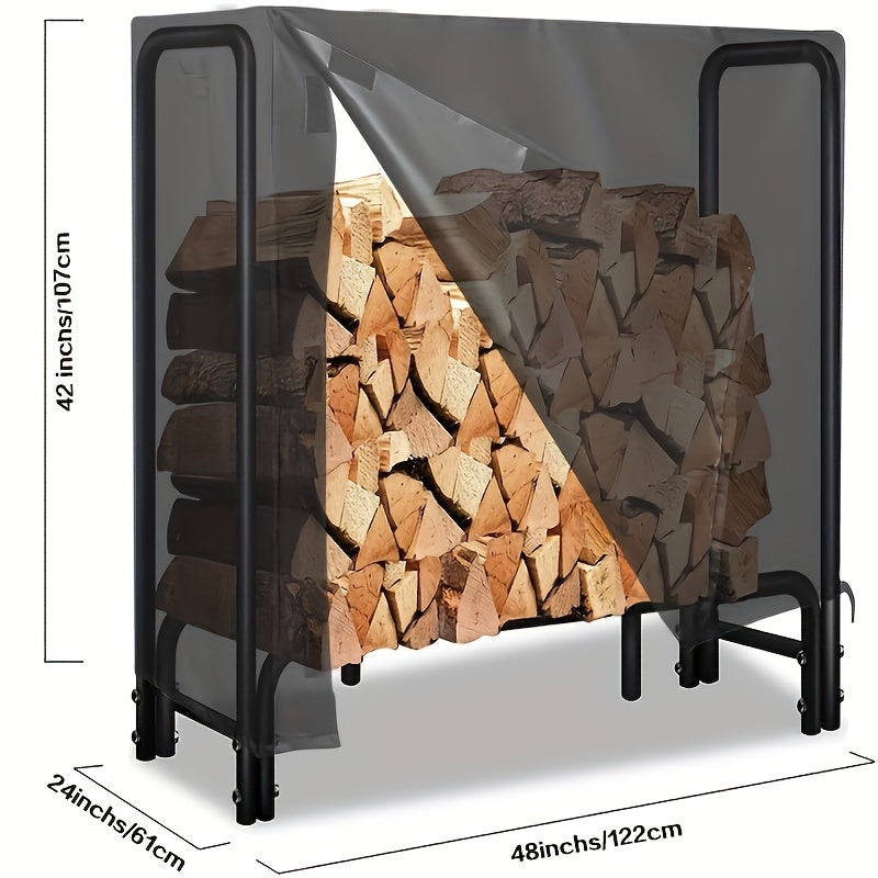 Sturdy Waterproof Cover for Firewood Rack - Designed to Fit 4ft & 8ft Racks, Outdoor Protection from Weather for Grilling Equipment, Perfect for Yard, Patio, Campsite, Shoreline, Resistant to Wind and Dust, Great for RVs