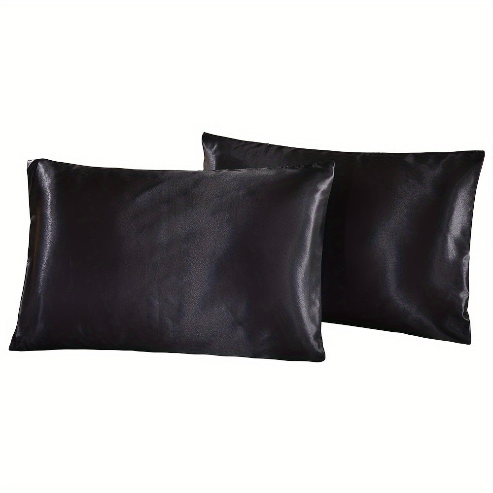 Two satin solid color fitted sheets (without pillow core) and an envelope pillowcase made of soft, breathable, and skin-friendly fabric.