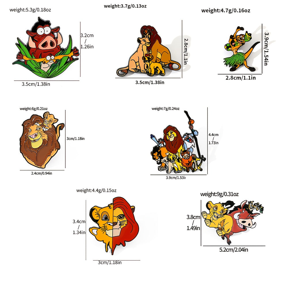 Набор из 7 эмалевых металлических значков Симба Аниме, стильные броши для мужской и женской одежды и аксессуаров, идеальный сувенирный подарок для воспоминаний о детстве