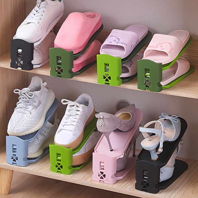 Adjustable Shoe Rack with Dual Layers and Space-Saving Insertable Design