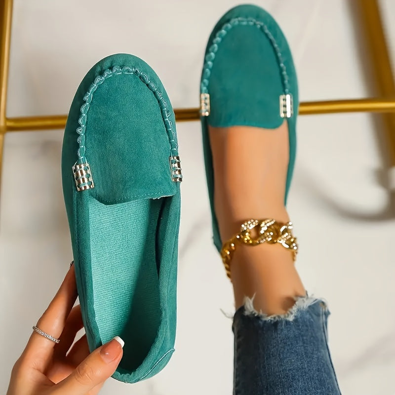 Women's metal loafers - flat, casual slip-on shoes that are lightweight and comfortable.