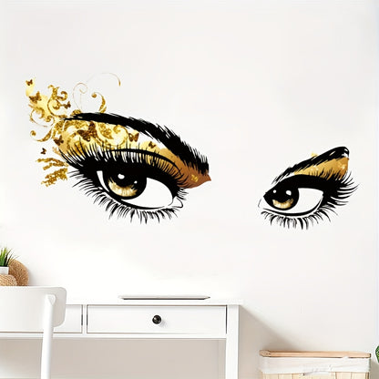 Stylish wall decal with black and gold glitter design, perfect for bedroom, study, or living room decor. Creative self-adhesive PVC sticker.